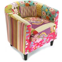 VERSA Pink Patchwork Sessel für Wohnzimmer, Schlafzimmer oder Esszimmer, bequemer und anderer Sessel, mit Armlehnen, Maßnahmen (H x L x B) 56 x 62 x