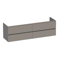 Saniclass Solution Wastafelonderkast - 160x46x50cm - 4 softclose greeploze lades - 2 sifonuitsparing - MDF - mat taupe 1767