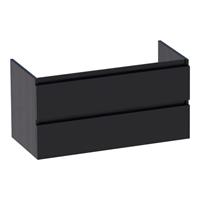 Saniclass Solution Wastafelonderkast - 100x46x50cm - 2 softclose greeploze lades - 1 sifonuitsparing - MFC - black wood 1927