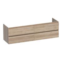 Saniclass Solution Wastafelonderkast - 160x46x50cm - 4 softclose greeploze lades - 2 sifonuitsparing - MFC - legno calore 1887