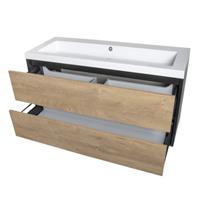 Saniclass Nexxt onderkast 120cm met 2 laden 1 sifonuitsparing Zwart mat 1645