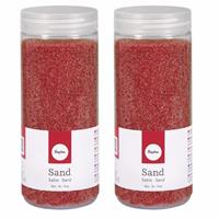 Rayher hobby materialen 4x pakjes fijn decoratie zand rood 475 ml -