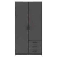 Leen Bakker Kledingkast Sprint 2-deurs - antracietkleur - 200x98,5x50 cm