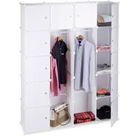 RELAXDAYS Kleiderschrank Stecksystem mit 2 Kleiderstangen, Garderobe mit 14 Fächer, Kunststoff Regalsystem, weiß