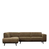 Basilicana XL Ecksofa in Khaki & Schwarz Rippen Strukturstoff