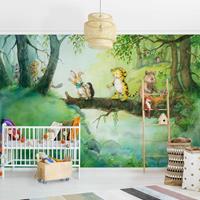Bilderwelten Vliestapete - Kleiner Tiger - Baumbrücke - Breit Größe HxB: 255cm x 384cm
