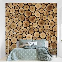 Bilderwelten Tapete Holzoptik - Homey Firewood - Vlies Fototapete Quadrat Größe HxB: 336cm x 336cm