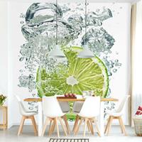 Bilderwelten Küchentapete - Lime Bubbles - Vlies Fototapete Quadrat Größe HxB: 288cm x 288cm