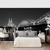 Bilderwelten Vliestapete - Köln bei Nacht II - Fototapete Breit Größe HxB: 255cm x 384cm