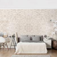 Bilderwelten Fototapete - Mandala Aquarell Muster Ornament beige - Fototapete Breit Größe HxB: 255cm x 384cm