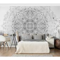 Bilderwelten Fototapete - Mandala Aquarell Ornament Muster schwarz weiß - Fototapete Breit Größe HxB: 225cm x 336cm