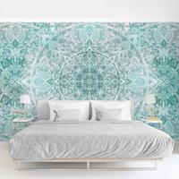 Bilderwelten Fototapete - Mandala Aquarell Ornament Muster türkis - Fototapete Breit Größe HxB: 225cm x 336cm