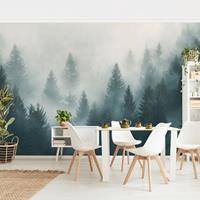 Bilderwelten Vliestapete - Nadelwald im Nebel - Fototapete Breit Größe HxB: 290cm x 432cm