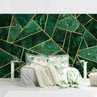 Bilderwelten Fototapete - Dunkler Smaragd mit Gold - Fototapete Breit Größe HxB: 190cm x 288cm