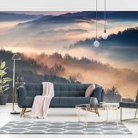 Bilderwelten Vliestapete - Nebel bei Sonnenuntergang - Fototapete Breit Größe HxB: 225cm x 336cm