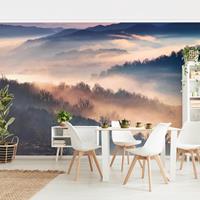 Bilderwelten Vliestapete - Nebel bei Sonnenuntergang - Fototapete Breit Größe HxB: 255cm x 384cm