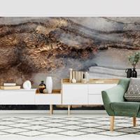 Bilderwelten Fototapete - Goldener Marmor gemalt - Fototapete Breit Größe HxB: 255cm x 384cm