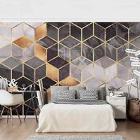 Bilderwelten Fototapete - Schwarz Weiß goldene Geometrie - Fototapete Breit Größe HxB: 255cm x 384cm