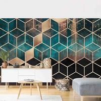 Bilderwelten Fototapete - Türkis Rosé goldene Geometrie - Fototapete Breit Größe HxB: 290cm x 432cm