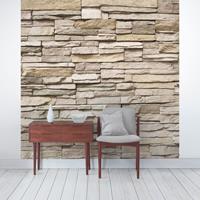 Bilderwelten Steintapete - Asian Stonewall - Steinmauer aus großen hellen Steinen - Vlies Fototapete Quadrat Größe HxB: 288cm x 288cm