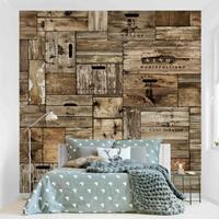 Bilderwelten Tapete Holzoptik - Vintage Holzkisten - Vlies Fototapete Quadrat Größe HxB: 288cm x 288cm