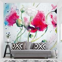 Bilderwelten Fototapete Blumen - Painted Poppies - Vliestapete Quadrat Größe HxB: 288cm x 288cm