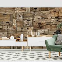 Bilderwelten Tapete Holzoptik - Vintage Holzkisten - Vlies Fototapete Breit Größe HxB: 225cm x 336cm