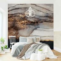 Bilderwelten Fototapete - Goldener Marmor gemalt - Fototapete Quadrat Größe HxB: 288cm x 288cm