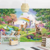 Bilderwelten Vliestapete Kinderzimmer - Animal Club International - Zauberwald mit Einhorn - Fototapete Breit Größe HxB: 190cm x 288cm