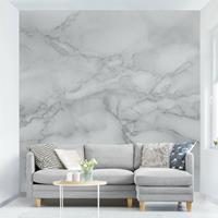 Bilderwelten Marmor Tapete - Marmoroptik Schwarz Weiß - Vlies Wandtapete Quadrat Größe HxB: 288cm x 288cm