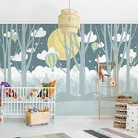 Bilderwelten Vliestapete Kinderzimmer - Mond mit Bäumen und Häusern - Fototapete Breit Größe HxB: 190cm x 288cm