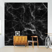 Bilderwelten Marmor Tapete - Nero Carrara - Vlies Wandtapete Quadrat Größe HxB: 240cm x 240cm