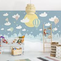 Bilderwelten Vliestapete Kinderzimmer - Paris mit Sternen und Heißluftballon - Fototapete Breit Größe HxB: 190cm x 288cm