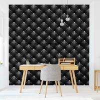 Bilderwelten Strukturtapete Lederoptik - Diamant Schwarz Luxus - Vliestapete Quadrat Größe HxB: 288cm x 288cm