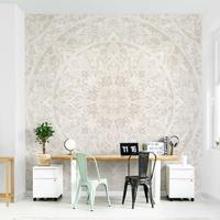 Bilderwelten Fototapete - Mandala Aquarell Ornament beige - Fototapete Quadrat Größe HxB: 288cm x 288cm