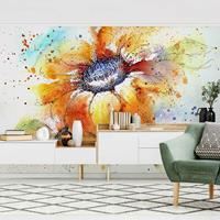 Bilderwelten Fototapete Blumen - Painted Sunflower - Vliestapete Breit Größe HxB: 225cm x 336cm