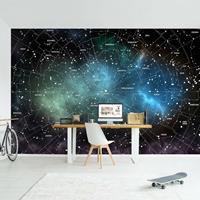 Bilderwelten Fototapete - Sternbilder Karte Galaxienebel - Vliestapete Breit Größe HxB: 225cm x 336cm