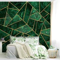 Bilderwelten Fototapete - Dunkler Smaragd mit Gold - Fototapete Quadrat Größe HxB: 288cm x 288cm