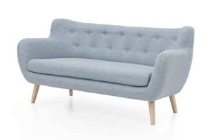 Möbelfreude 3-Sitzer Couchgarnitur Jana 3-Sitzer Pastellblau - Buche, Pastellblau Sofa Dreisitzer mit Massivholz-Füßen - Buche 86 cm (H) x 1