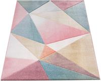 Paco Home Teppich Kosy 310, rechteckig, 16 mm Höhe, Kurzflor in schönen Pastell-Farben, geometrisches Design, ideal im Wohnzimmer & Schlafzimmer