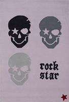 Rock Star Baby Kinderteppich RN2383-1, rechteckig, 15 mm Höhe, handgearbeiteter Konturenschnitt, 80% Wollanteil, Kinder- und Jugendzimmer