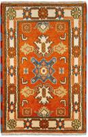 Morgenland Wollteppich Kazak Teppich handgeknüpft orange, rechteckig, 8 mm Höhe