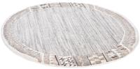 Theko Wollteppich Royal Natur 6030, rund, 14 mm Höhe, reine Wolle, handgetuftet, mit Bordüre, Wohnzimmer