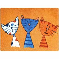 Deco-mat Fußmatten Innen und Aussen Katze waschbar orange Gr. 40 x 60  Kinder