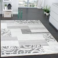 PACO HOME Designer Teppich Wohnzimmer Teppich Kurzflor Muster in Grau Creme Preishammer