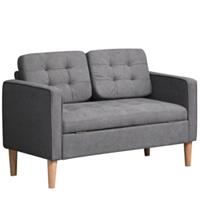 HOMCOM 2-Sitzer Sofa mit abnehmbaren Kissen grau