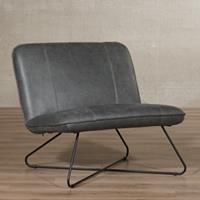 ShopX Leren fauteuil smile grijs, grijs leer, grijze stoel