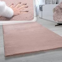 PACO HOME Hochflor Teppich Für Wohnzimmer Softes Kaninchenfell Imitat Kunstfell In Rosa 60x90 cm