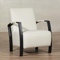 ShopX Leren fauteuil glory grijs, grijs leer, grijze stoel