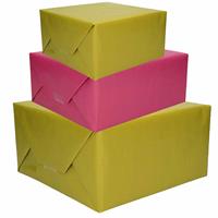 Shoppartners 6x stuks rollen Kraft inpak/kaftpapier donkerpaars/groen 200 x 70 cm -